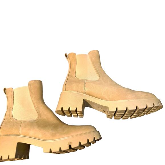 ZBY 11 Cream Women's Combat Ankle Boots 3 Inch High Heel Shoe Chunky - Picture 4 of 8